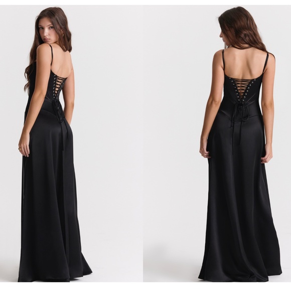 Elegant Black Satin Evening Gown - Picture 12 of 13